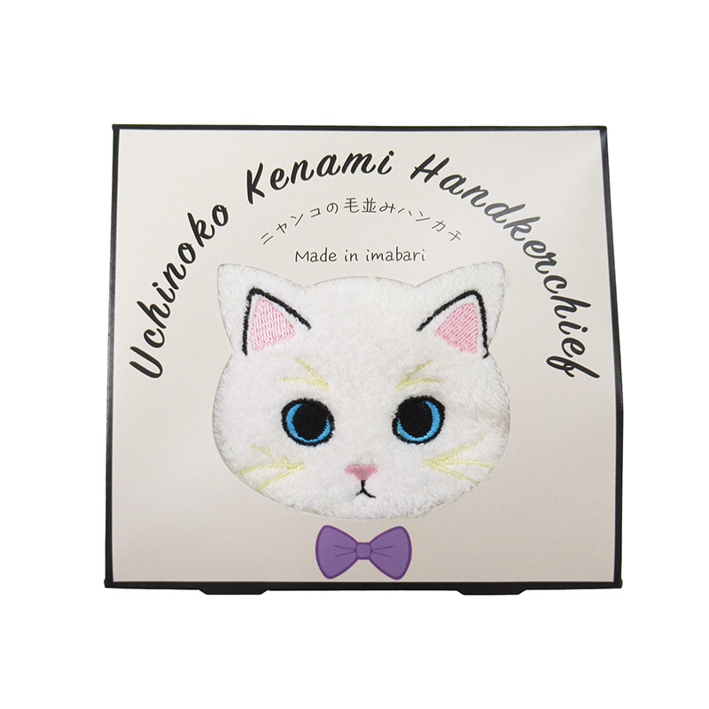 ニャンコの毛並みハンカチ 白猫/ホワイト